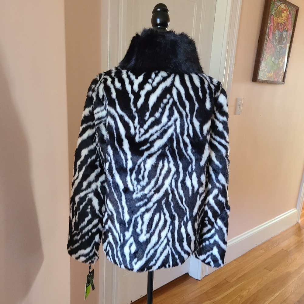 Sam Edelman Zebra Stripe Faux Fur Jacket - Picture 7 of 15